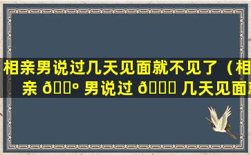 相亲男说过几天见面就不见了（相亲 🌺 男说过 🐒 几天见面就不见了怎么回事）